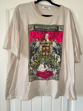 Daydreamer Beige Pink Floyd Graphic Tee with Neon Pink Print